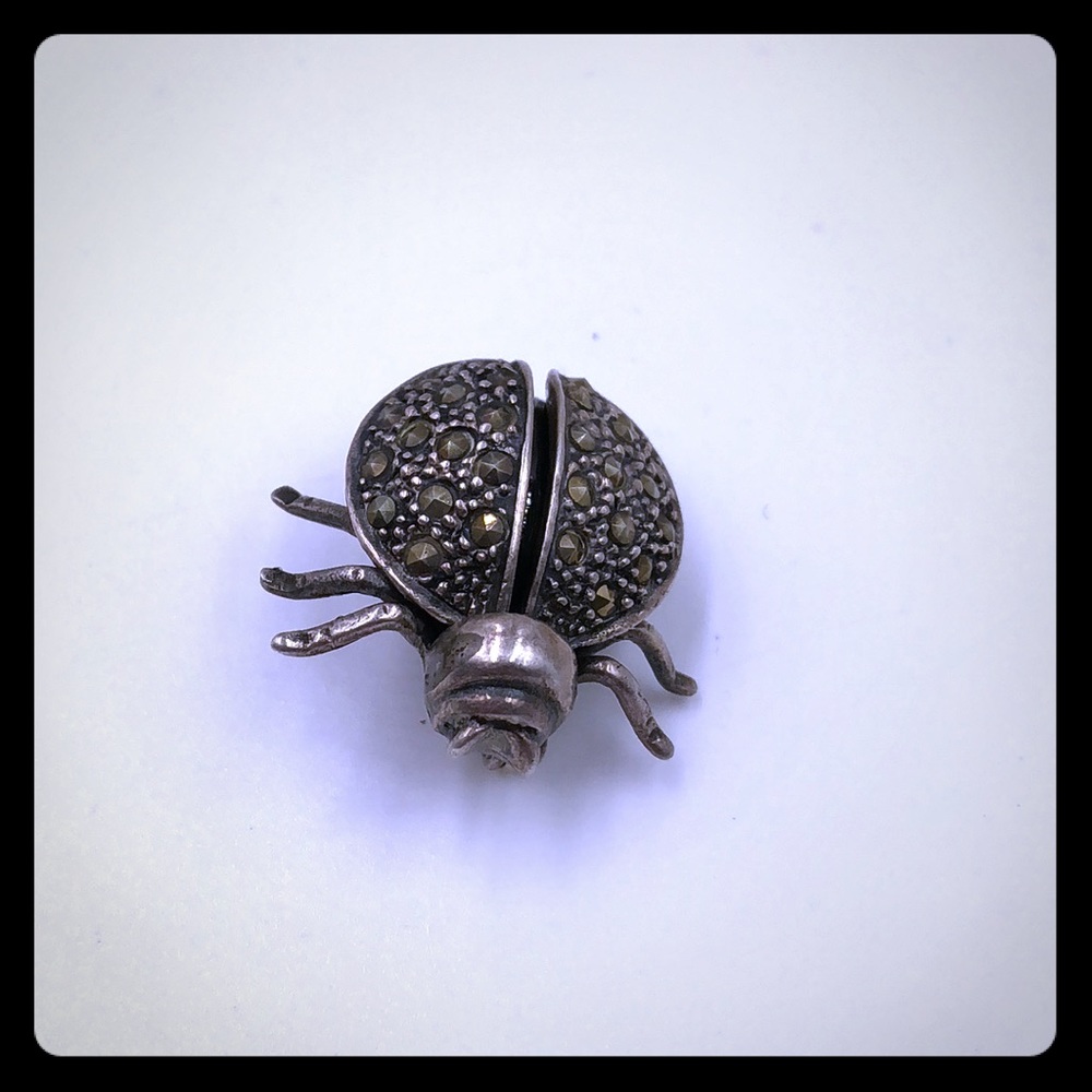 Sterling Silver and Onyx mechanical Bee brooch
